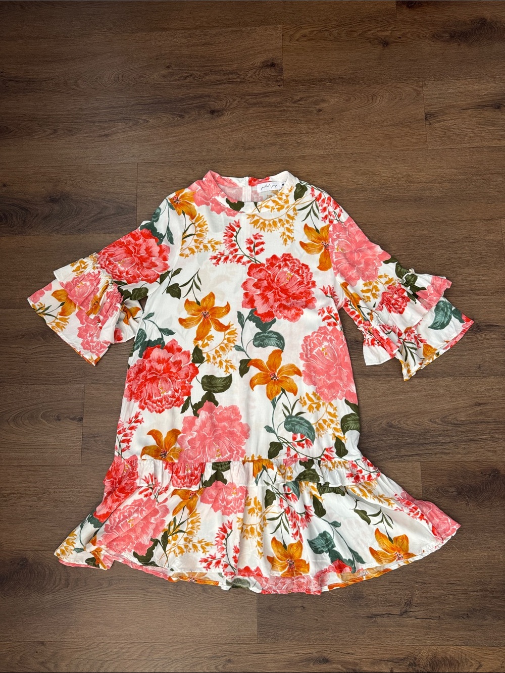 Petal & Pup Floral Ruffle Dress - Pink, Yellow & Green